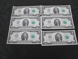 6- New $2 Dollar Bills...