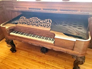 lot 150 image: Antique A H Gale & Company Ornate Square Grand Piano Bar