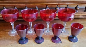 lot 158 image: Red Glass Goblets and Aperitif Glasses