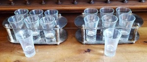 lot 159 image: Pair of Silver Plated Shot Glass Caddies