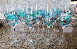 lot 301 image: Hand Painted Wine Glasses