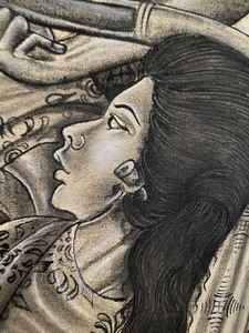 lot 609 image: Large Batik Art on Canvas