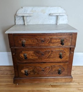 lot 286 image: Marble Top Three Drawer Chest