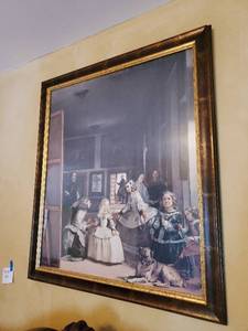 lot 375 image: Old Framed Las Meninas The Maids Of Honor Print