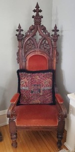 lot 2 image: Antique Gothic Revival Armchair