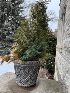 lot 950 image: Pair of Concrete Outdoor Planters