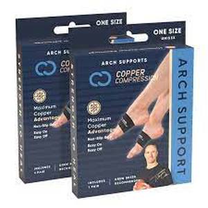 lot 6 image: Copper Compression Arch Support, 2 Pairs  Unisex, One Size
