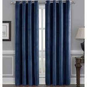 lot 8 image: Total Blackout Velvet Window Curtain, 2-pack  BlueNavy