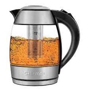 lot 43 image: Chefman 1.8 Liter Electric Glass Kettle With Removable Tea Infuser