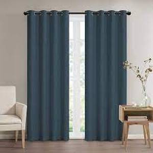 lot 18 image: Bradley Total Blackout Window Curtains, 2-piece Set  Navy