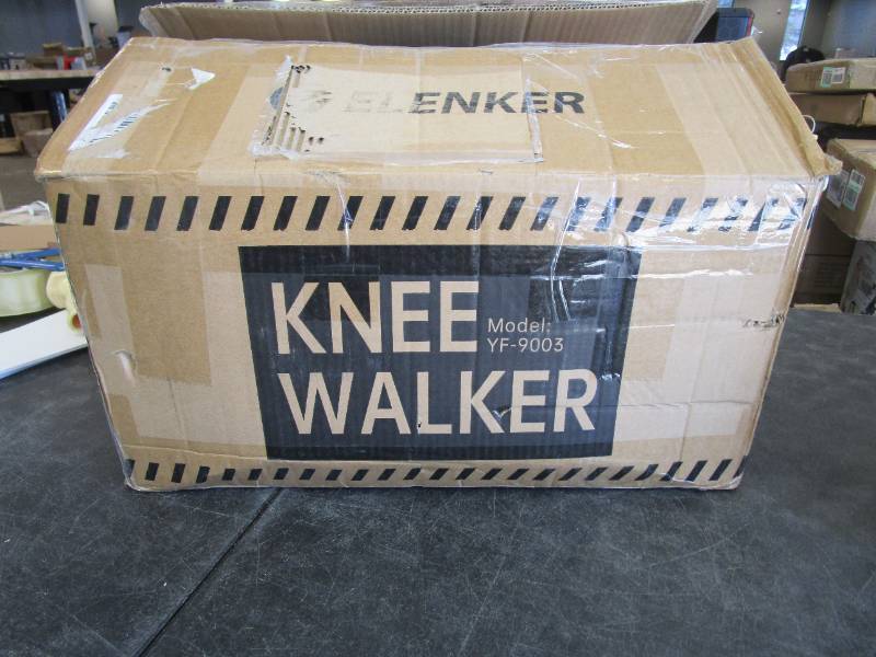 lot 153 image: ELENKER Knee Scooter in Black (MISSING BASKET, OPEN BOX)