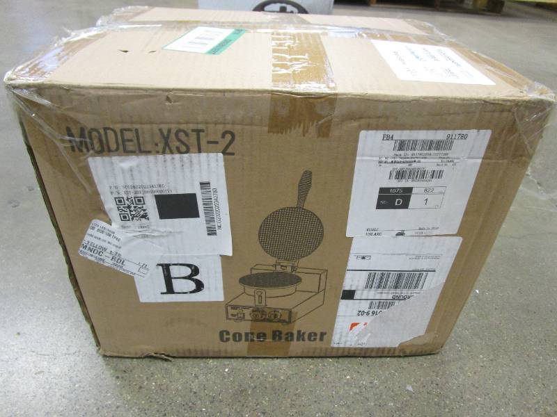 lot 587 image: VEVOR Commercial Ice Cream Cone Machine 110V Electric Waffle Makers 1200W Stainless Steel Egg Cone Baker (OPEN BOX)