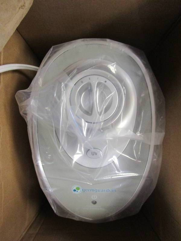 lot 299 image: Germ Guardian Air Purifier with HEPA 13 Filter, Removes 99.97% of Pollutants, Covers Large Room up to 743 Sq. Foot Room in 1 Hr, UV-C Light Helps Reduce Germs, Zero Ozone Verified, 22, White, AC4825W (OPEN BOX)
