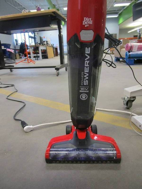lot 413 image: Dirt Devil Power Swerve Pet, Lightweight Cordless Stick Upright Vacuum Cleaner, For Carpet and Hard Floors, BD22052, Red - DOES NOT RUN, FOR PARTSRESTORE (OUT OF BOX)