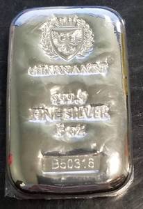 lot 03 image: 5 TROY OZ .999 FINE SILVER BAR GERMANIA MINT