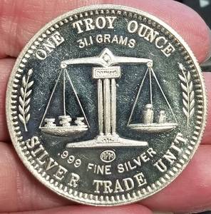 lot 17 image: 1 TROY OZ .999 FINE SILVER TRADE UNIT SHIP