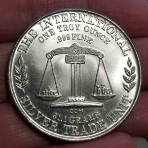 lot 36 image: 1 TROY OZ .999 FINE SILVER TRADE UNIT LIBERTY BELL
