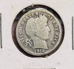 lot 50 image: 3 US BARBER DIMES 1912-S 1914-S 1916