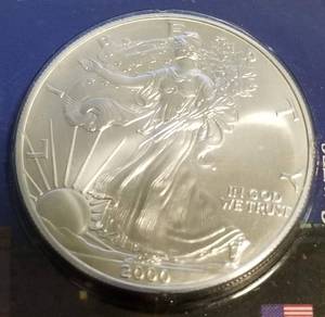 lot 68 image: 2000 AMERICAN SILVER EAGLE LITTLETON SEALED