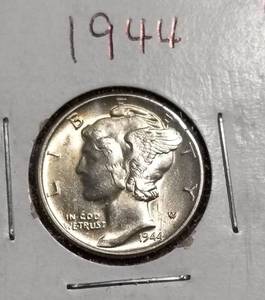 lot 12-B image: 3 MERCURY DIMES 1944 1944-D 1945