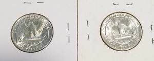 lot 13-B image: 2 WASHINGTON QUARTERS 1948 1954