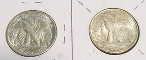 lot 14-B image: 2 WALKING LIBERTY HALF DOLLARS 1941-D 1943