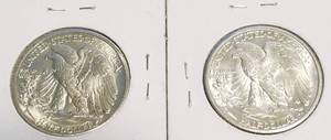 lot 15-B image: 2 WALKING LIBERTY HALF DOLLARS 1944-D 1945-D