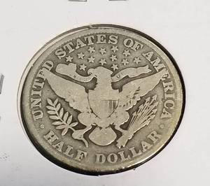 lot 19-B image: 1909 BARBER HALF DOLLAR