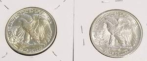 lot 24-B image: 2 WALKING LIBERTY HALF DOLLARS 1941 1942-S