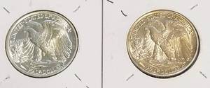 lot 25-B image: 2 WALKING LIBERTY HALF DOLLARS 1943 1944
