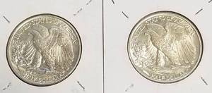 lot 26-B image: 2 WALKING LIBERTY HALF DOLLARS 1944 1945