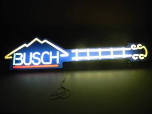 lot 2 image: VINTAGE 1988 - Anheuser Busch Beer - RARE - Lighted Guitar Bar Sign KCS Industries - WORKS - NICE - FANTASTIC PIECE - APPROX 41 By 11 - SEE PICTURES