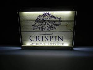 lot 11 image: CRISPIN AMERICAN CRAFT CIDER LED Lighted Beer Sign - NEW OLD STOCK - IN BOX - WORKS - GREAT PIECE - APPROX 18 By 15 - SEE PICTURES