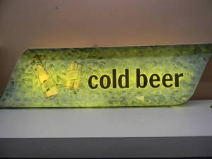 lot 12 image: RARE VINTAGE1970s LARGE MILLER HIGH LIFE COLD BEER LIGHTED SIGN - WORKS - GREAT PIECE - APPROX 60 By 16 - SEE PICTURES