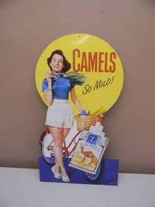 lot 17 image: RARE - VINTAGE 1996 CAMEL SO MILD TIN ADVERTISING SIGN - COOL PIECE - NICE - APPROX 14 By 25 - SEE PICTURES