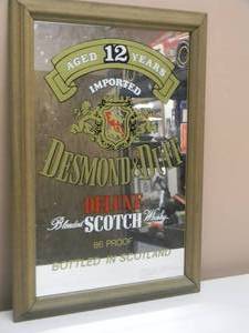 lot 21 image: DESMOND & DUFF IMPORTED DELUXE SCOTCH BAR MIRROR SIGN - RARE - NICE COOL - PIECE - APPROX 15 By 22 - SEE PICTURES