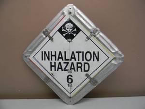 lot 28 image: Vintage Metal DOT Flip Sign Placard, Semi Truck Trailer Hazmat 9 in 1 - AWESOME PIECE - APPROX 14.5 By 14.5 - SEE PICTURES