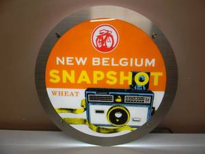 lot 34 image: New Belgium Snapshot Wheat LED BAR LIGHT  SIGN - WORKS - NEW IN THE BOX - AWESOME PIECE - APPROX 18 Diameter - SEE PICTURES