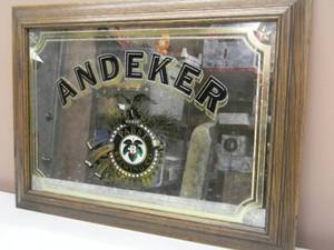 lot 37 image: VINTAGE ANDEKER OF AMERICA  PABST BREWING CO, BAR MIRROR SIGN - NICE - GREAT PIECE - APPROX 23 By 16 - SEE PICTURES