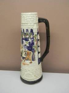 lot 40 image: RARE - VINTAGE LARGE APPROX 16 HAND PAINTED BEER STEIN - VERY COOL PIECE - NICE - SEE PICTURES