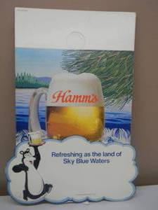 lot 43 image: VINTAGE HAMMS BEER CARDBOARD ADVERTISING - REFRESHING as the land of Sky Blue Waters - NICE - GREAT PIECE - APPROX 14 By 20 - SEE PICTURES
