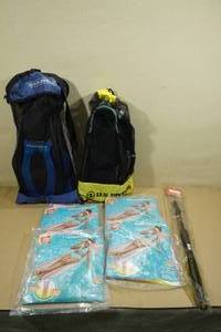lot 40 image: 2 US Divers Snorkel Sets with 4 Floaties and Telescopic Pack Rod