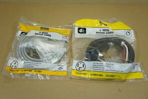 lot 150 image: 2 Dryer Cords -6ft 3-Wire & 4ft 4-Wire