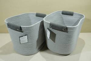 lot 290 image: Threshold Grey Fabric Storage Baskets