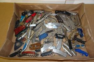 lot 227 image: Large Assortment of Pocket Knives, Nail Clippers, Bottle Openers