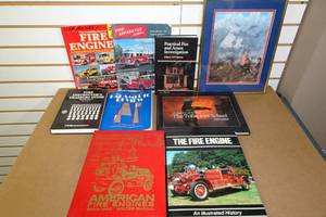 lot 258 image: 8 Books -Fire Fighting, Fire Engine, Training with Framed Art Work