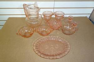 lot 261 image: Rose Colored Depression Glass