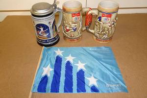 lot 262 image: 3 Olympiad Steins with Olympic Flag