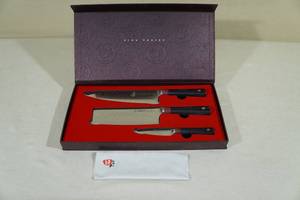 lot 78 image: Tuo Cutlery Ring-D Chefs, Nakiri and Paring Knife Set