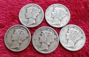 (5) Mercury Dimes